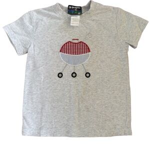 Gray T-Shirt with Red and Black Graphic